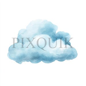 Blue Cloud aquarel clipart: kinderkamer decor, kaarten maken (10 jpg-bestanden)