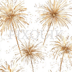 Feux d&#39;artifice et étincelles pour le Nouvel An | 4 cliparts | Nouvel An bohème | Saint-Sylvestre douillet | Clipart fête | Fabrication de cartes
