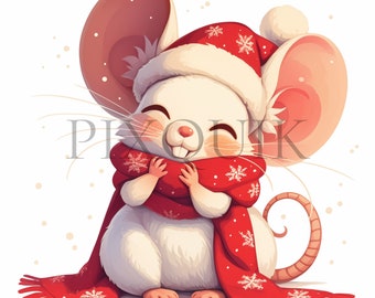 Christmas Mice Clipart | Festive Holiday Mouse Graphics (Digital Download)