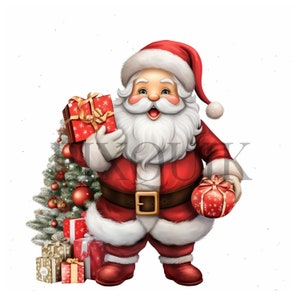 Cute Santa Clipart | 10 JPG de alta qualidade | Arte de parede | Artesanato em papel | Vestuário | Diários de lixo | Impressões digitais | Uso comercial