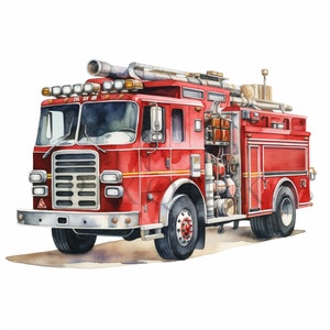 Camion de pompier clipart | 10 fichiers JPG de haute qualité | Téléchargement numérique instantané | Pompiers | Vecteur De Camion De Pompiers | Camion de pompier | Camion de pompier imprimable