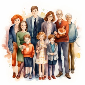 Watercolor Family Clipart - 12 High Quality JPGs | family gathering clipart | parents clipart | Instant Digital Download | Family cut file