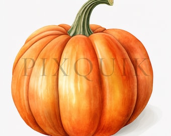 Clipart di zucche ad acquerello / Grafica autunnale (download digitale)