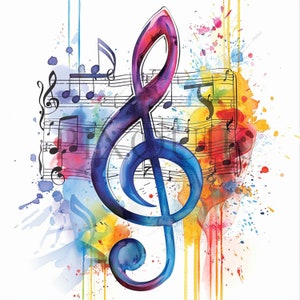 Notes de musique à l'aquarelle | 10 fichiers JPG de haute qualité | Téléchargement numérique, haute résolution, scrapbooking, fabrication de cartes