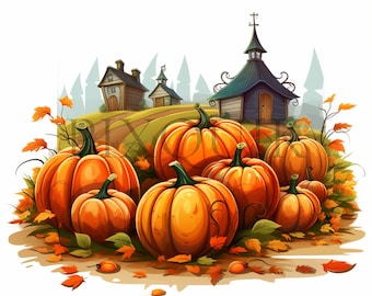 Calabazas en acuarela / Cosecha de otoño (Descarga digital)