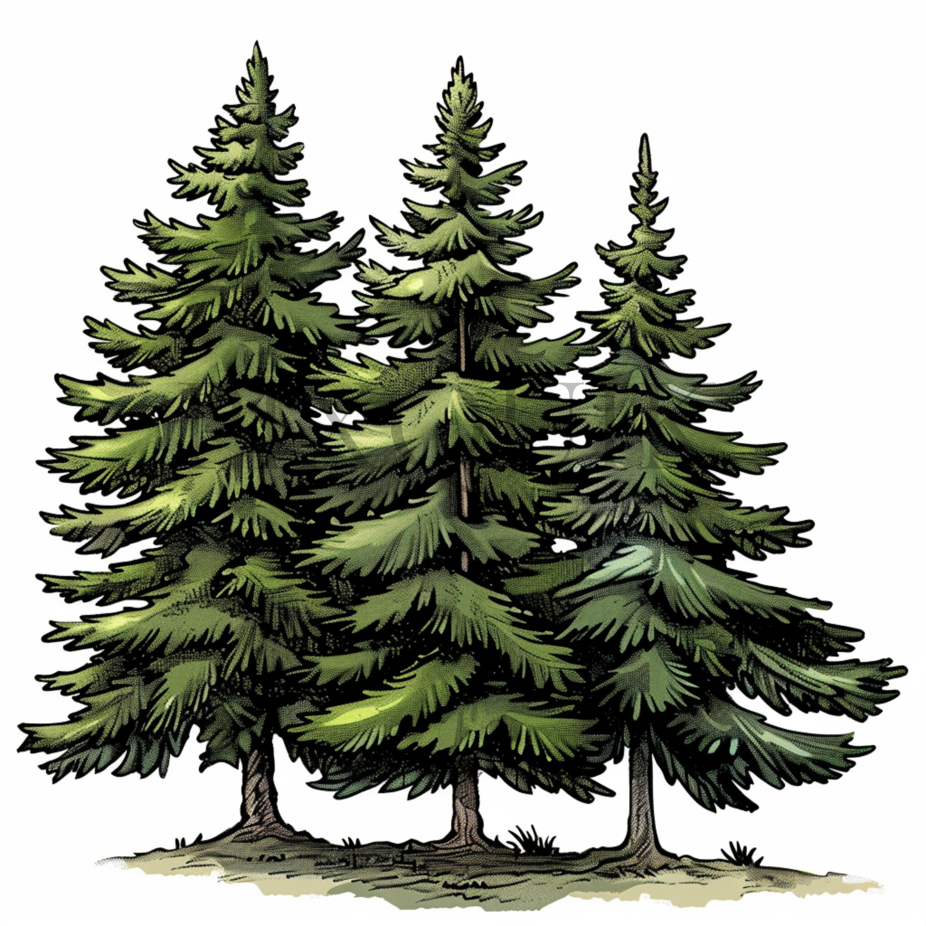 Tree Priint Watercolor Pine Tree Clipart | Woodland Illustrations (digital Prints ...