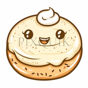 a cartoon donut with a cream frosting and sprinkles
