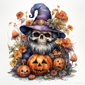 Clipart gnome d'Halloween à l'aquarelle | 10 fichiers JPG de haute qualité | Téléchargement numérique instantané | Fabrication de cartes | Nains d'Halloween | Clipart nain d'automne