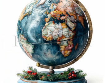 Clipart globe | Images JPG de la carte de la Terre (téléchargement numérique)