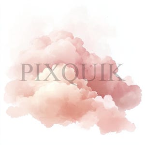Pink Cloud aquarel clipart: 10 JPG- en PNG-bestanden (digitale download)