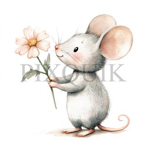 Clipart souris aquarelle | 10 fichiers JPG et PNG de haute qualité | Art simple de rat | Téléchargement numérique | Illustration aquarelle de souris | Souris