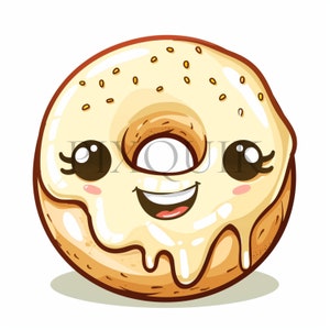 a cartoon donut with a smiley face