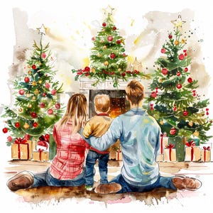 Kerst familie clipart | 10 JPG's van hoge kwaliteit | Digitale download | Vakantiegezin | Familieclipart, kaarten maken, digitaal papier knutselen