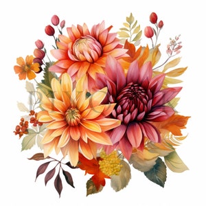 Herbst Blumen Clipart | 10 hochwertige JPGs | Digitaler Download | Herbst botanische Kunst | Herbst Clipart | Herbstblumen | Herbstblumen