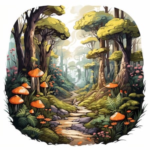 Forest Trail Clipart | 10 High Quality JPG&#39;s | Digital Download | Nature Path Art | Woodland Scenery | Outdoor Landscape | Rustic Decor