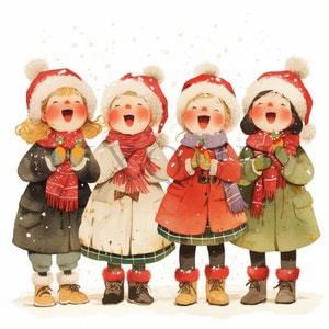 Clipart di canti natalizi / 10 JPG di alta qualità / Download digitale / Clipart di canti natalizi / Canti natalizi / Clipart di canti natalizi
