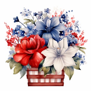 4th of July Floral Clipart | 10 High Quality Jpg's | Digital Download ...