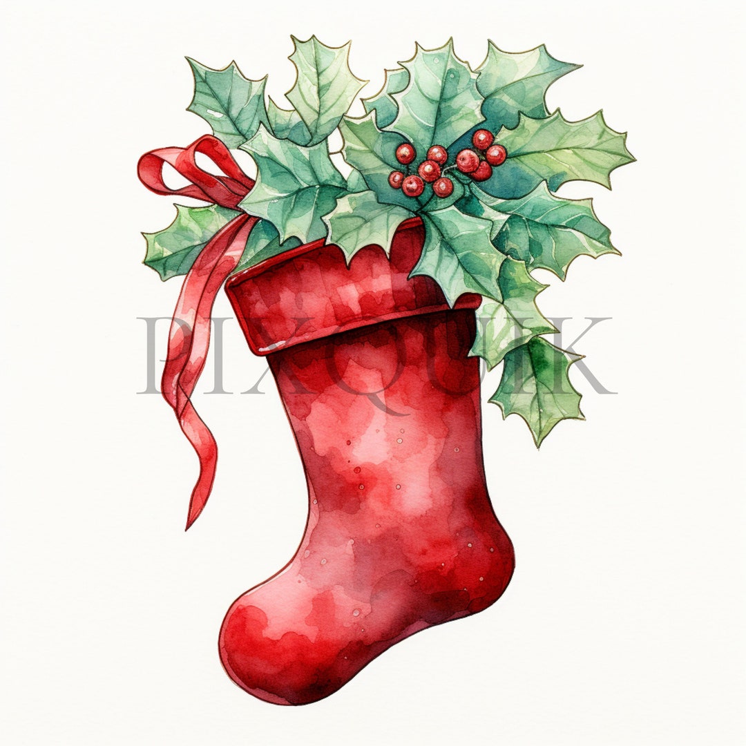Holiday Stocking Clipart 10 High Quality Jpg's Digital Download Xmas ...