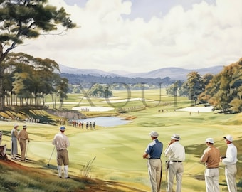 Clipart de golf vintage en acuarela / 10 JPG (Descarga digital)
