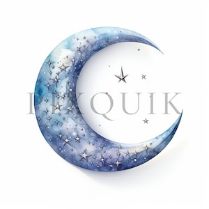 Fairytale Crescent Moon Clipart | 10 High Quality JPGs | Digital Download | crescent moon | mystical moon | Paper crafting | moon clipart