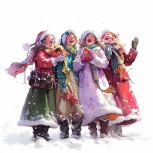 Clipart di cantori di Natale / 10 JPG di alta qualità / Download digitale / Cantori di Natale / Clipart di cantori di Natale / Clipart di canti natalizi