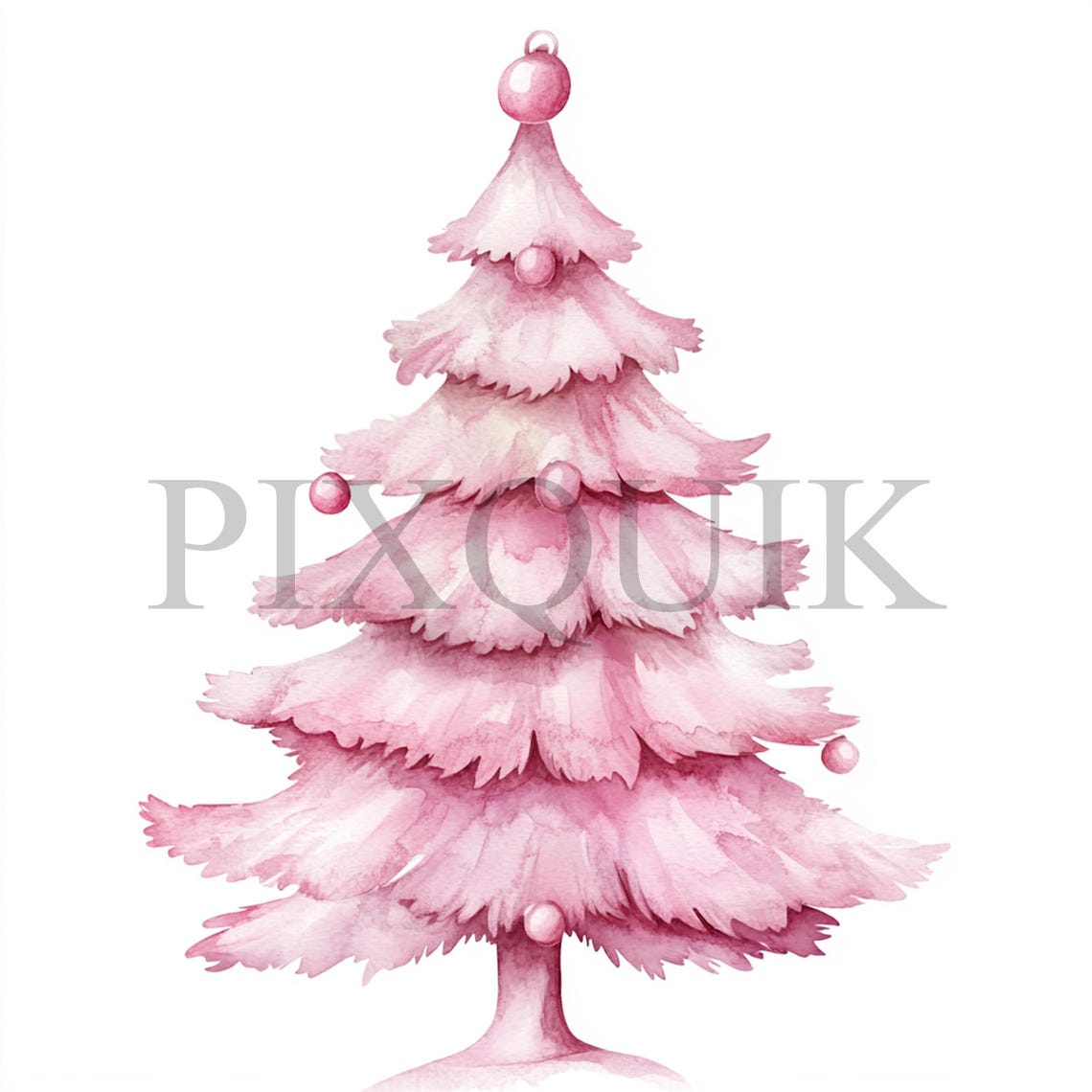Pink Christmas Tree Clipart | Watercolor Holiday Art (digital Download ...