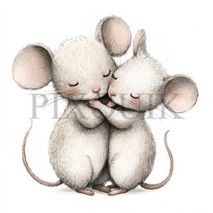 Aquarel muis clipart | 10 JPG's en PNG's van hoge kwaliteit | Rattenkunst | Digitale download | Aquarel paar muis, kaarten maken, digitaal papier