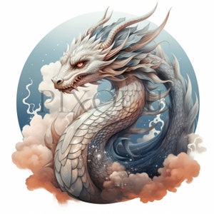 Clipart dragon céleste | JPG de haute qualité |  Dragon du zodiaque | Créations en papier, Téléchargement numérique instantané, Fabrication de cartes, Créations numériques en papier