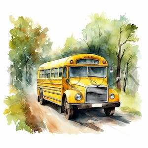 Imágenes prediseñadas de autobús escolar / 10 archivos JPG de alta calidad / Descarga digital / Imágenes prediseñadas de autobús / Imágenes prediseñadas educativas / Creación de tarjetas / Imágenes de collage / Arte mural