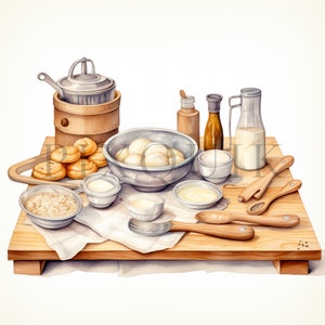 Watercolor Baking Clipart | Country Kitchen Illustration (digital ...