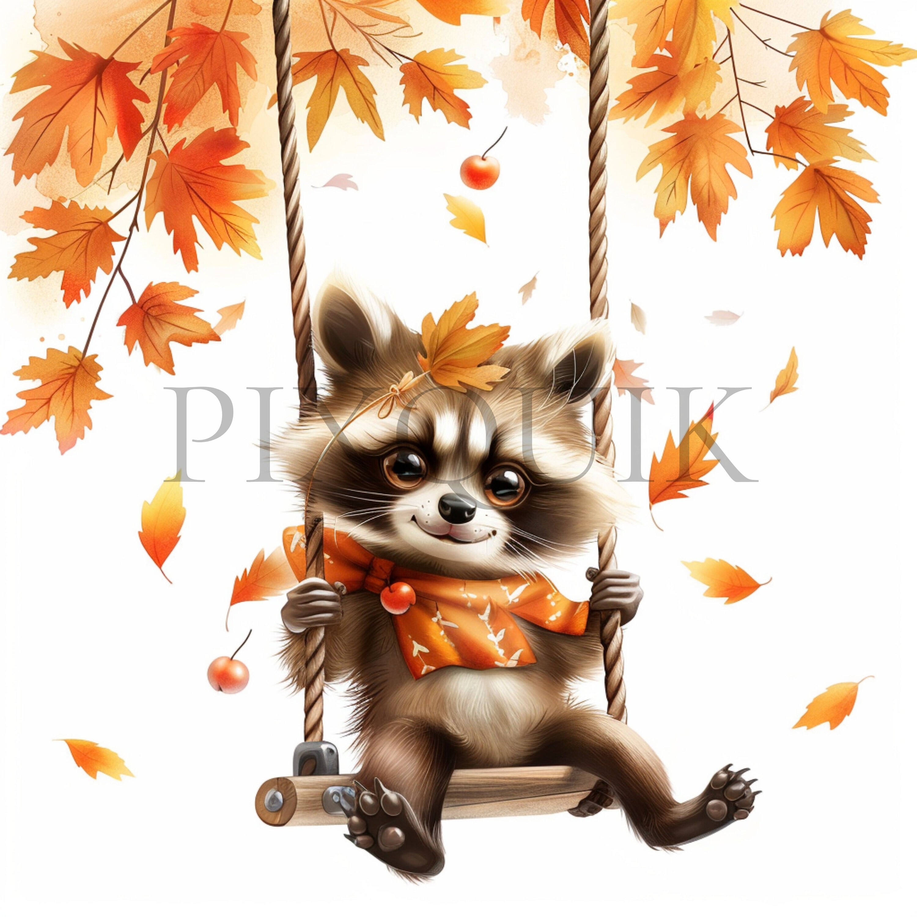 Cute Raccoon Fall Clipart | Nursery Art, Card Making (JPG) - Etsy