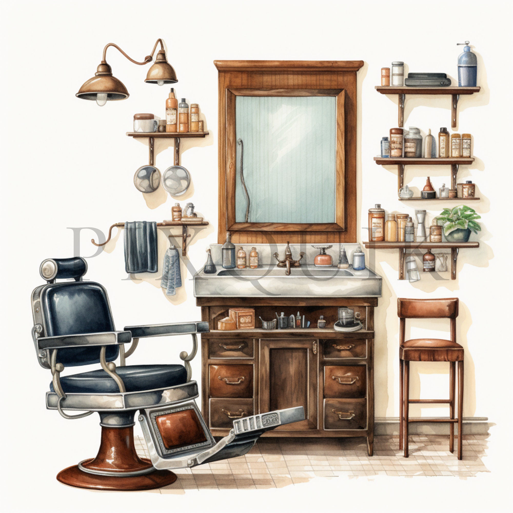 Barber Shop Clipart 10 High Quality Jpgs Digital Download Barber ...