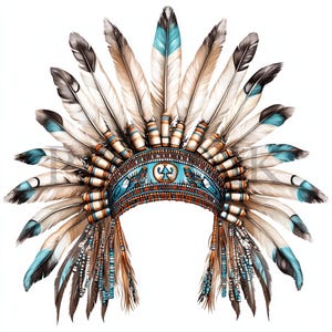 Clipart de coiffure amérindienne | 10 fichiers JPG et PNG de haute qualité | Culture Art | Fabrication de cartes, tenue d'un journal, création numérique sur papier