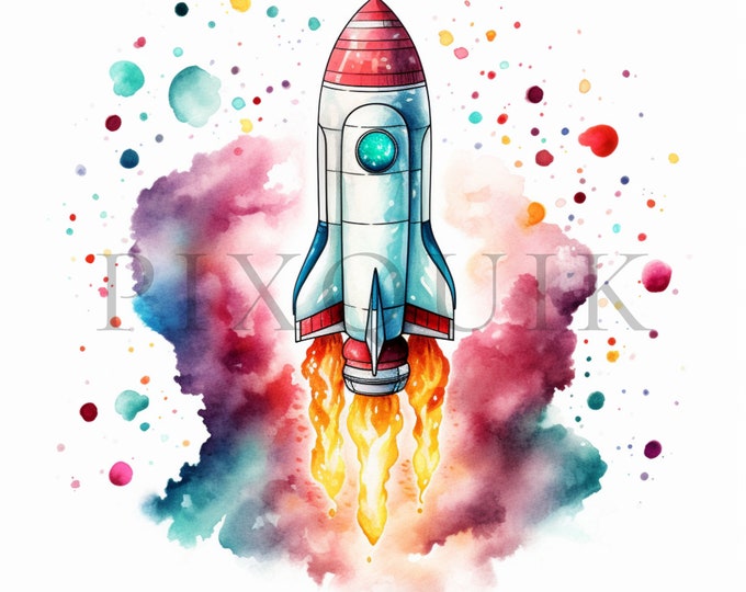 10 Rockets Clipart Bundle, PNG & JPG, Printable Patchwork Rocket ...