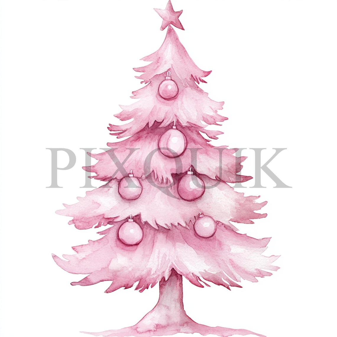 Pink Christmas Tree Clipart | Watercolor Holiday Art (digital Download ...