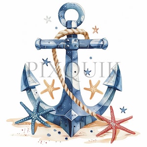 Nautical Anchor Clipart Set | 10 High Quality JPGs | Anchor Graphics | Ocean Art | Scrapbook, Printable, Commercial Use