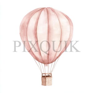 Clipart mongolfiera / 10 file JPG e PNG / Creazione di biglietti / Artigianato di carta digitale / Arte ad acquerello / Stile boho, design palloncino rosa chiaro