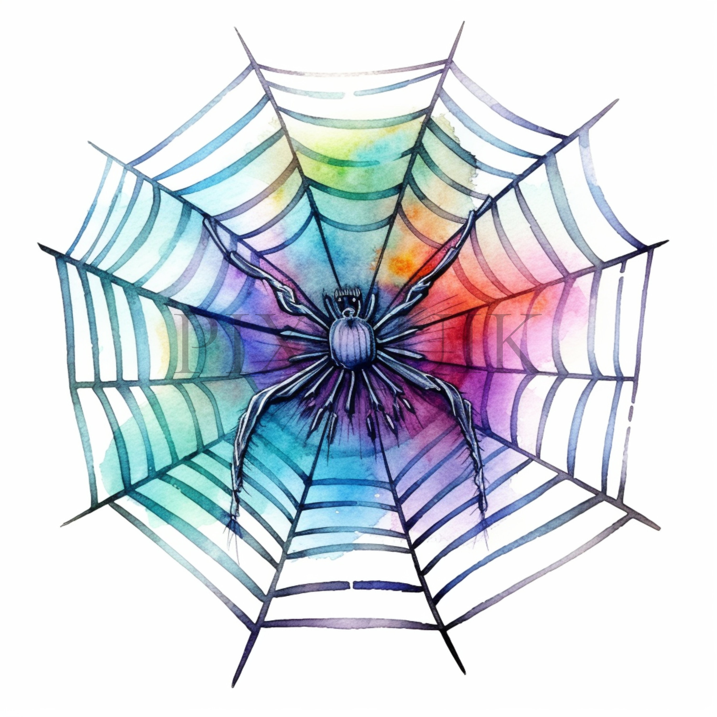 Spider Color Wheel Watercolor Spiderweb Clipart | Halloween Graphics Bundle (digital ...