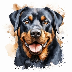 Watercolor Rottweiler Clipart | 10 High Quality JPGs | Digital Download | Rottweiler Illustrations | Nursery Art | Cute Animal Clipart
