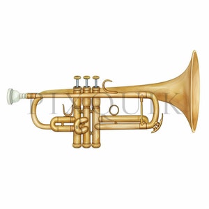 Trumpet Clipart | 10 High Quality JPGs | Digital Download | Instrument Clipart | Trumpet Drawing | Music Clipart | Musical Instrument