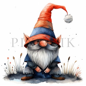 Watercolor Gnome Clipart | 10 High Quality JPGs | Digital Download | Watercolor Gnomes | Gnome Image | Gnome Clip Art | Gnome Illustrations