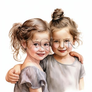 Friends Clipart Set | 10 High Quality JPGs | Digital Download | Sisters |  Friends Illustrations | Instant Download | Best Friends Clip Art