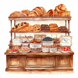 Bakkerijclipart | 10 JPG's van hoge kwaliteit | Digitale download | Kaarten maken | Digitaal bakkerijpapier | Afdrukbare bakkerijafbeeldingen | Illustraties bakken