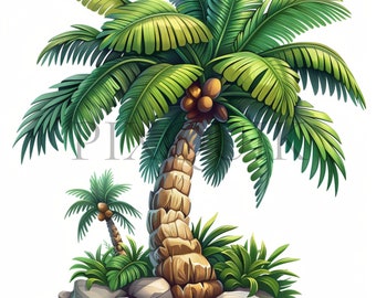 Palm Tree clipart | 10 High Quality JPGs | Coconut Trees clipart | Holiday Beach Graphics | Digital Download |  Collage Images