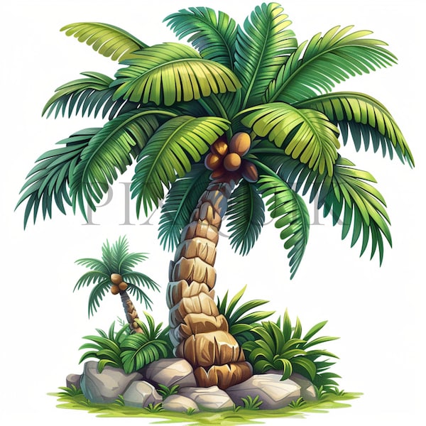 Palm Tree clipart | 10 High Quality JPGs | Coconut Trees clipart | Holiday Beach Graphics | Digital Download |  Collage Images