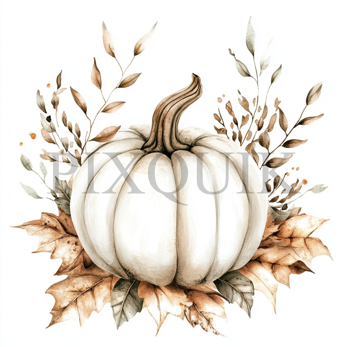 Watercolor White Pumpkin Clipart: Autumn Harvest Art (JPG & PNG) - Etsy