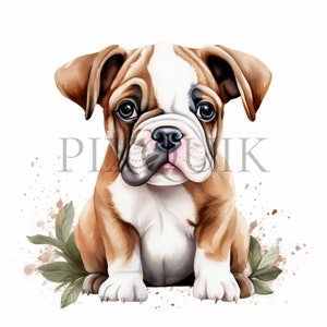 Watercolor Bulldog Clipart Set | 10 High Quality JPGs | Digital Download | Bulldog Illustrations | Bulldog Portrait | Instant Download
