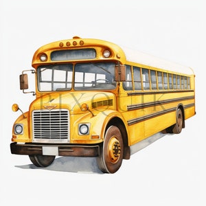 School bus clipart | 10 High Quality JPGs | Digital Download | Bus clipart | printable school bus | Card Making | Collage images | Wall art