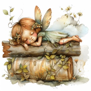 Fee Clipart | 10 hochwertige JPGs | Aquarell Fee Clipart | Feenflügel | Süße Fee | Schlafende Fee | Pixie Clipart | Baby-Fee