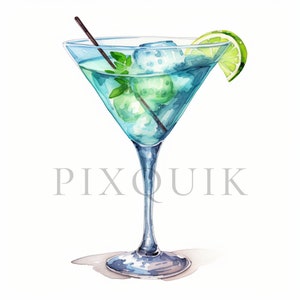 Clipart di bicchieri da Martini ad acquerello / 10 JPG di qualità / Download digitale / Vettore di bicchieri da Martini / Clipart di cocktail / Clipart di cocktail party